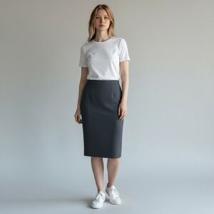 Jones New York Essentials Charcoal Grey/Black Pencil Skirt 18W Lined Midi